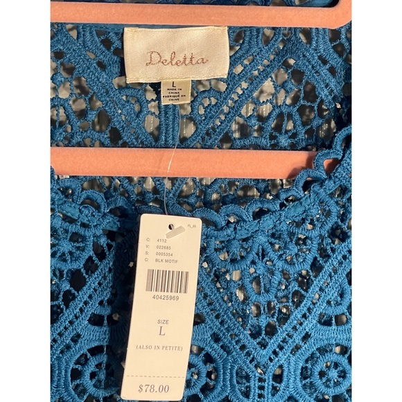 Anthropologie Deletta Croquet Teal Sleeveless Top NWT Size L - Picture 6 of 16